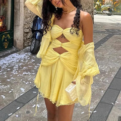 LIZAKOSHT  -  High Street Cocktail Mini Dress Sexy 2025 Strapless Night Club Hollow Backless Mini Dress Female Solid Pleat Party Dress Women