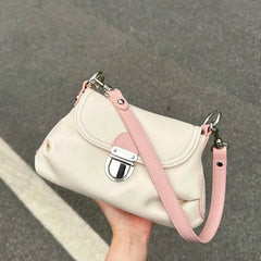 LIZAKOSHT - Fashion Sweet Women Simple Crossbody Bags Vintage Y2k Aesthetic Casual Shoulder Bag Soft Leather All Match Handbag Korean Trendy