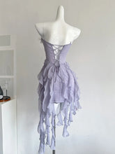 LIZAKOSHT - Women's Purple Flower Butterfly Dress Y2K French Casual Elegant Aesthetics 2000s Style Cute Party Retro Dress Clothing 2025 New