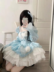 LIZAKOSHT  -  Japanese Style Cute Super Beautiful Suspender Dress Women's Spring and Summer Waist Slimming Birthday Escape short skirt