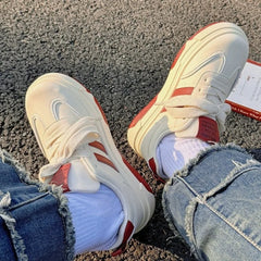 LIZAKOSHT - Stripe White Platform Shoes for Women Spring Autumn New Designer Casual Sneakers Ladies Fashion Korean Sports Board Shoes Female