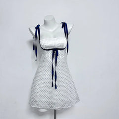 LIZAKOSHT - Fashion Women Dress High Quality Polka Dot Nightdress Sexy Mesh Bow Bodycon Vintage Dresses vestidos Wedding Night Dress