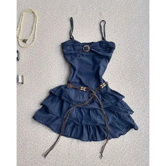 LIZAKOSHT  -  Y2k Sling Sexy Slim Goth Womens Dresses Vintage Punk Mini Short Dress Sweet Tube Top American Ball Gown Harajuku Backless 2000s