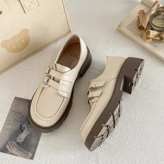 LIZAKOSHT - Shoes Woman Black Flats British Style Oxfords Casual Female Sneakers Ladies' Footwear Clogs Platform Shallow Mouth Loafers