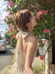 LIZAKOSHT - Summer Japanese Kawaii Y2k Dress Women Casual Sleeveless Hanging Neck Dress Beach Even Party Sexy Mini Dress Female Fashion