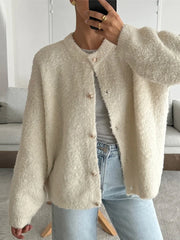 LIZAKOSHT - Casual Knitted Cardigan for Women O-neck Single Breasted Long Sleeve Sweater 2024 Autumn New Chic Lady Knitwear Outerwears