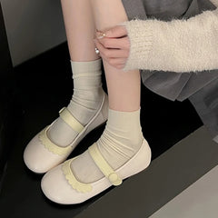 LIZAKOSHT - Kawaii Lolita Flats Shoes Mary Jane Women's Cute Japanese Cute Sweet Girls Student Round Head Jk Uniform Shoes