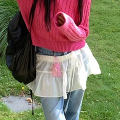 LIZAKOSHT  -  Mesh Skirts for Women Vintage See Through Bandage Tulle Mini Skirt Spring Summer 2025 New Y2k Fashion Chic Lady Skirts