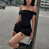LIZAKOSHT  -  Off Shoulder Solid Sexy Fashion Backless Strapless Fairycore Skirt Set 2025 Spring New Prom Party Evening 2 Pieces Set