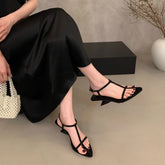 LIZAKOSHT - Strange High Heels Sandals Women Cut-Out Shoes Summer T-Strap Sandalias Femme Leopard Gladiator Sandales Mujer Thong Slippers