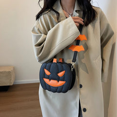 Halloween Pumpkin Crossbody Bag for Women Novelty Pumpkin Purse Halloween Devil Shoulder Bag Funny Crossbody Purse