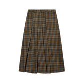 LIZAKOSHT - Spring Sweet and Spicy Style Loose High Waist A-line Button Decoration Medium length plaid Half length Skirt for Women