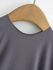 LIZAKOSHT - Minimalist Edgeless Brushed Cotton Short Sleeve T-shirt Women 2025 Spring Summer O-neck Stretchy Slim Fitted Top Hot Girls 56907