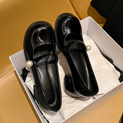 LIZAKOSHT - Fashion Women's Shoes New High Quality Genuine Leather Round Head Middle Heel Shoes Simple Sweet Mary Janes Shoes