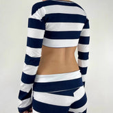 LIZAKOSHT - Trendy High-Quality Long Sleeve V-Neck T-Shirt New Polyester Fiber Striped/Plaid Hooded Style Printed Comfortable Fit
