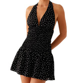 LIZAKOSHT  -  Elegant V-Neck Maxi Dress with Floral Print and Ruffled Hemline Women s Summer Boho Chic Sleeveless Dress