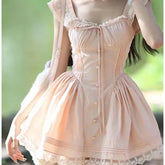 LIZAKOSHT - Women's Design-sensual Straps Lace Spliced little Flying Sleeves Princess Pure and Sweet Waist-hugging Slim Dress