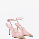 LIZAKOSHT - Summer New Lace Embroidered Net Head Cover Sandals Women's Thin Heel Pointed Toe Sexy Color Block Shoes Silk Velvet Slip-On