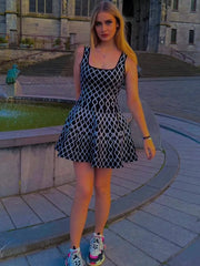 LIZAKOSHT - Zebra Printed Knit Mini Dress For Women Backless High Waist Contrast Elegant Luxury Party Dress Gown Female Knitwear Dress