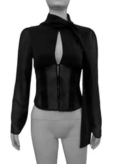 LIZAKOSHT - Women's New Button Hollow Ribbon Top Shirt with Waist Cinching and Sexy Spicy Girl Shirt