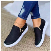LIZAKOSHT - Faionable Flat Zipper Single oes Casual Leisure Flats Spring Autumn Large Size Comfortable Footwear round Toe Rubber Sole