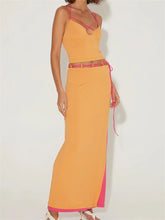 LIZAKOSHT - Sexy Women 2 Pieces Summer Outfits Sleeveless Spaghetti Strap Halter Camis Tops Split Long Skirts Sets Beachwear