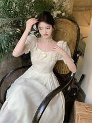 LIZAKOSHT  -  Summer Women Elegant Flower Wedding Party Dress Vintage Female France Ruffles Prom Dress Birthday Lady Princess Beach Dress
