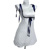 LIZAKOSHT - Fashion Women Dress High Quality Polka Dot Nightdress Sexy Mesh Bow Bodycon Vintage Dresses vestidos Wedding Night Dress