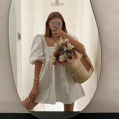 LIZAKOSHT - Slim Fit Bal One Collar Dr Women's Ele Sle ort Sve Cotton Summer Dr Floral Embellied A-Line Skirt