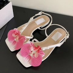 LIZAKOSHT  -  Flower Designer Slingback Sandals Female Summer Fashion Vacation Beach Clip Toe Shoes Comfy Dress Shoes Open Toe Flat Sandalias
