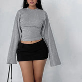 LIZAKOSHT - American Style Personality Street Casual O Neck Pullover Loose Top Solid High Street Punk Lazy Style Tee Fashion Casual T-Shirt