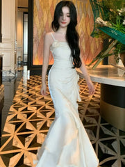 LIZAKOSHT  -  Elegant Spaghetti Strap Ruffles Mermaid Dress Long Sleeve Knitted Long Coat Korean Fashion Evening Party Clothing Autumn Winter