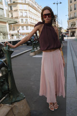 LIZAKOSHT - European and American Spring New Solid Color Patchwork Full Swing Gentle Fairy Midi Skirt