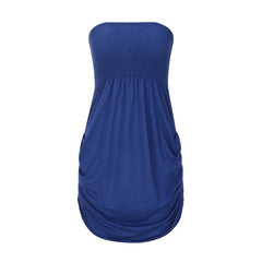 LIZAKOSHT - Blue Black White Beach Blouse Summer Sexy Sleeveless Slash Neck Off Shoulder Tops Vacation Outfits For Women