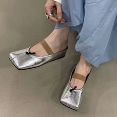 LIZAKOSHT  -  New Designer Soft Bottom Flat Slippers Women Concise Square Toe Shallow Mary Jane Shoes Fashion Backless Dress Shoes for Women