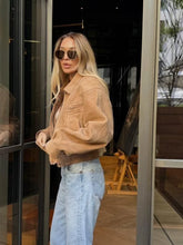 LIZAKOSHT  -  Elegant Camel Cropped Suede Jacket Women Lapel Full Sleeve Pocket Zipper Short Coat New Causal Autumn Lady Daily Streetwear 2025