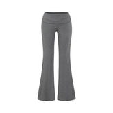 LIZAKOSHT - Women Folded Low Waist Cotton Jersey Foldover Pant Soot