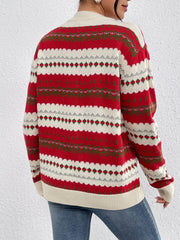 LIZAKOSHT - Autumn and winter women's round collar Christmas vintage red pull-over loose lazy wind knitted long-sleeved sweater
