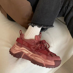 LIZAKOSHT Retro Red Women Chunky Sneakers Designer vintage Girls Sports Shoes Fashion Casual Tenis Woman