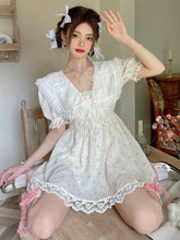 LIZAKOSHT  -  Sailor Colla Sweet Kawaii Dress Women Lace France Style Vintage Mini Dress Female Flower Print Chic Korean Fashion Dress