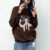 LIZAKOSHT - Instagram Street Personalized Butterfly Print Loose Sweater Coat Women's Wear