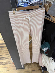 LIZAKOSHT - Pink Striped Cute Wide Leg Pants Women Autumn New Low Waist Drawstring Trousers Female Sweet Preppy Style Sport Sweatpants New