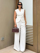 LIZAKOSHT - Summer Ladies Nightwear 2 Piece Set V-Neck Sleepwear Sleeveless Pajamas Backless Nightgowns Pants Female Nightie Suit