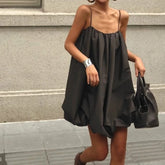 LIZAKOSHT - Summer French Elegant Black Loose Sling Women's Dress