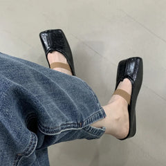 LIZAKOSHT  -  New Designer Soft Bottom Flat Slippers Women Concise Square Toe Shallow Mary Jane Shoes Fashion Backless Dress Shoes for Women