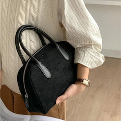 LIZAKOSHT - Autumn/Winter Suede Handbag Women's Large Capacity niche retro carrying Boston bag Plush bag