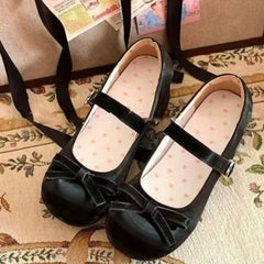 LIZAKOSHT - New Spring Summer Thick Heel Pink Shoes Elegant Bow Lolita Shoes College Girls High Heels Fashion Women Sandals