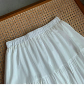 LIZAKOSHT - French Temperament Lace Splicing Skirt 2024 Spring Summer New Elastic High-Waisted Slimming A-Line Skirt Umbrella Skirt