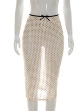 LIZAKOSHT - Sexy Polka Dot Print Mesh Skirts Summer Women See-through Midi Skirt Evening Party Club Outfit Ladies Apricot Dress