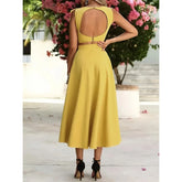 LIZAKOSHT - Women's Design Sense Sleeveless Backless Long Skirt Temperament Commuting Fashion Two Piece Set